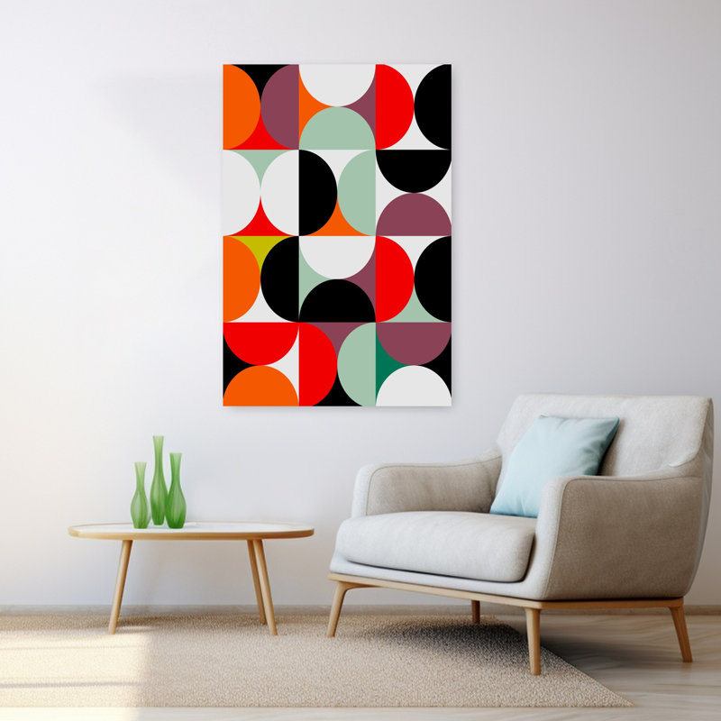 Art contemporain abstrait géométrique coloré, H 48 po x l 32 po