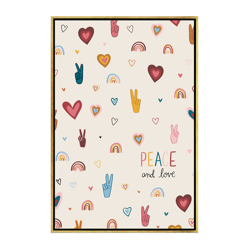 Art vi vibes, H 60 po x l 40po x P 1,5 po, Toile encadrée d'or