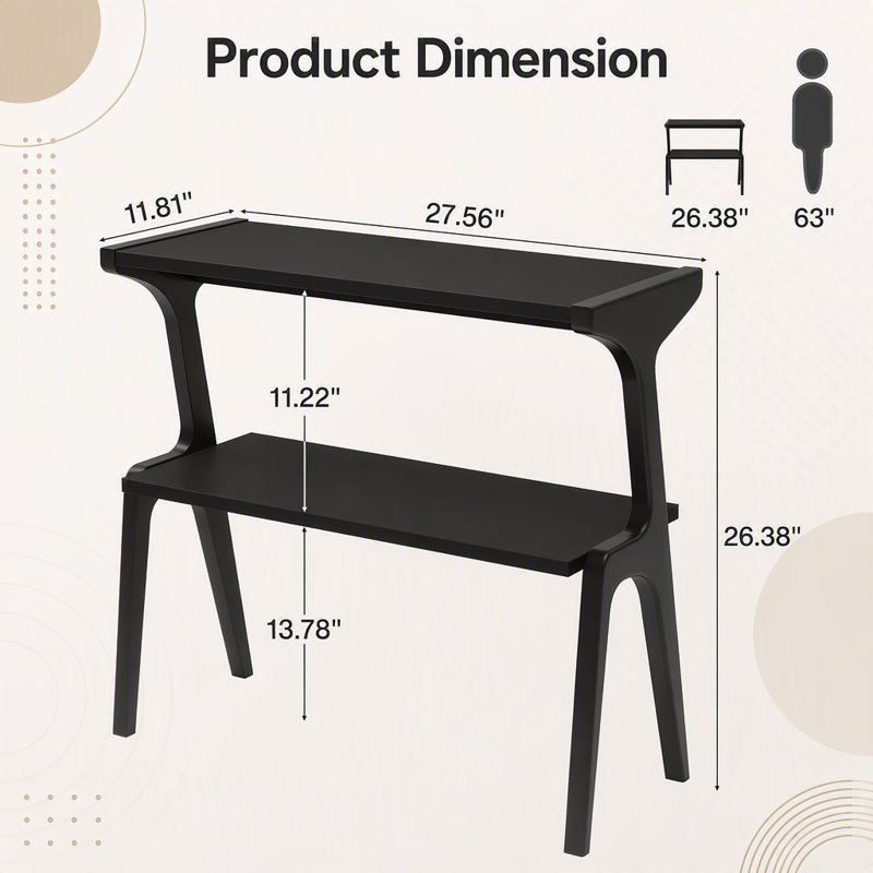 Table de chevet en bois, table basse, table d'appoint à 2 niveaux, table de bout, Black