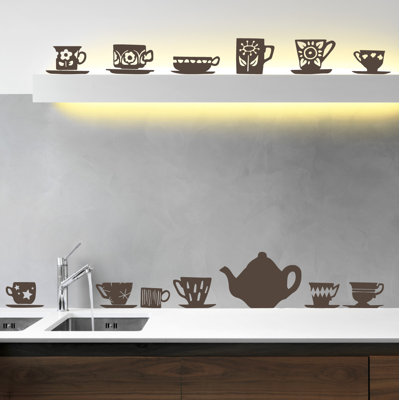 Décalcomanie murale tasses de thé