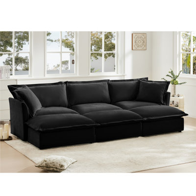 Canapé modulaire rembourré 3 places avec 3 repose-pieds Majlis Chenille