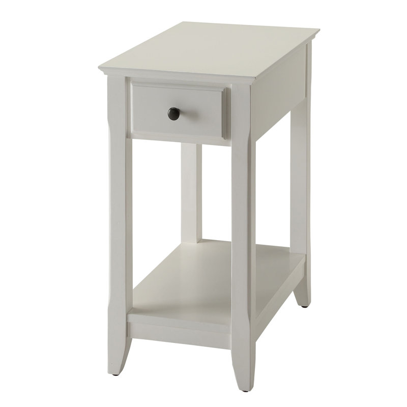 Table d'appoint rectangulaire blanche avec tiroir - et pièce fonctionnelle en bois massif rehaussant la beauté de votre espace de vie