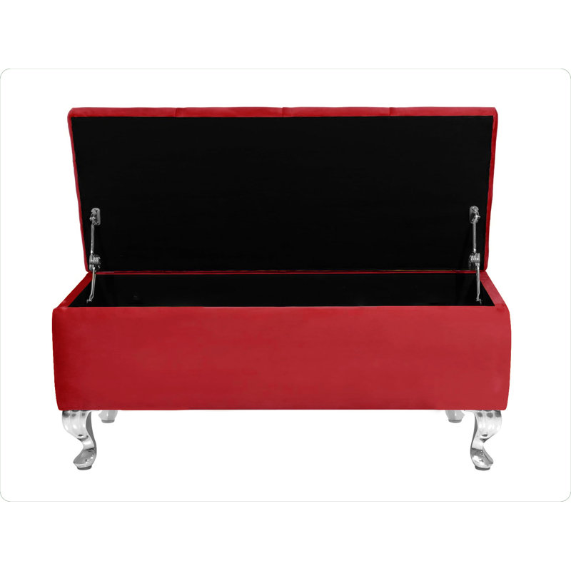 Londona Wide Velvet Tufted Rectangle Solid Color Standard Ottoman Bench with Storage, Upholstery Footstool End of Bed Bench