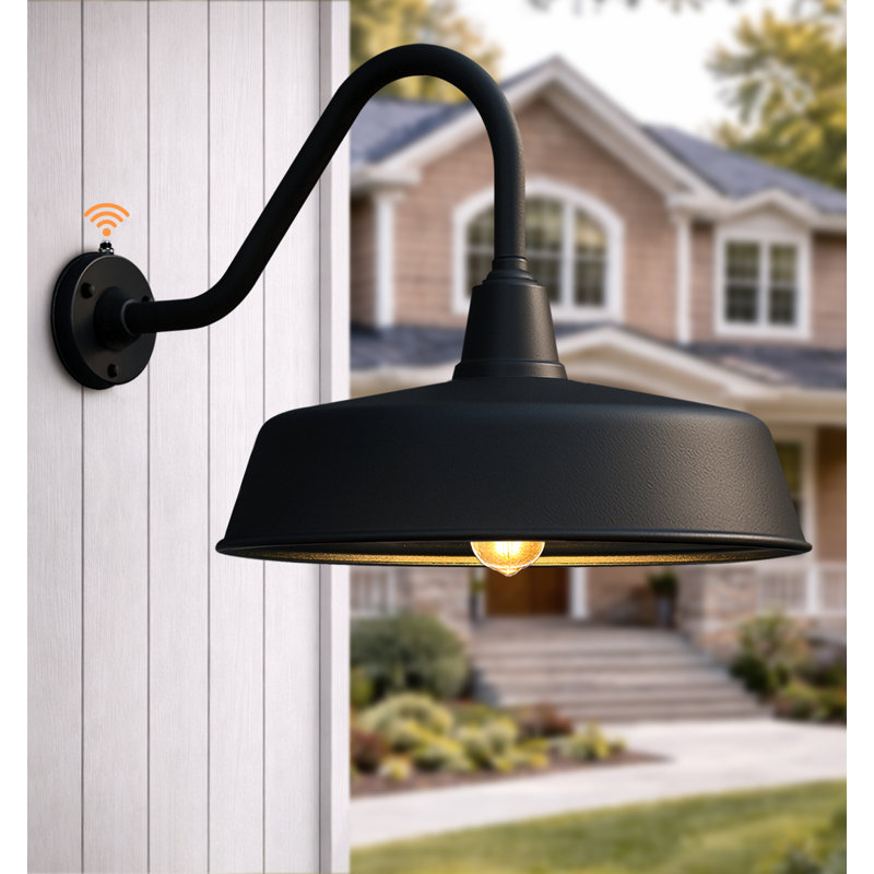 Luminaire de grange murale d'extérieur Bechard Dusk To Dawn, 24" H x 24" W x 36" D, Une lumière