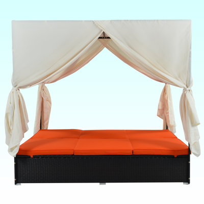 54'' Wide Wicker Patio Daybed with Cushions