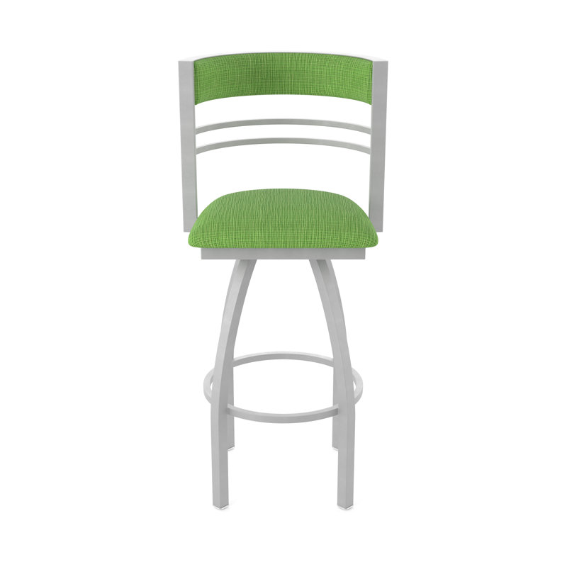 Hunter Swivel Stool, Tissu-graphique perroquet, Nickel anodisé, Tabouret de comptoir (siège d'une hauteur de 25 p