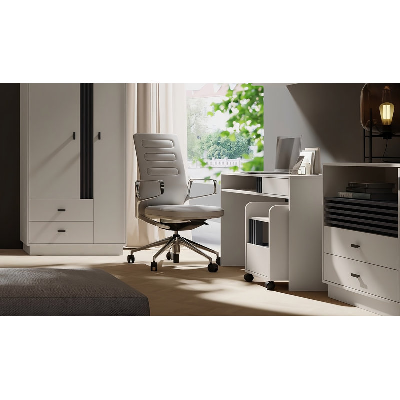 Allmo Computer Desk 120cm with Drawer, Cashmere / Anthracite