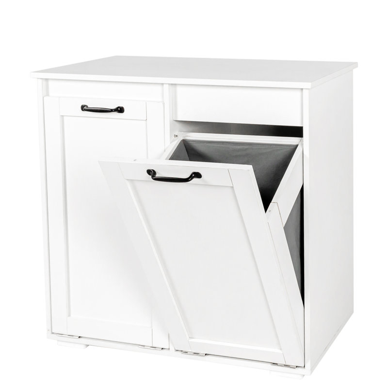 White Laundry Storage Cabinet With Handles - Easy To Transport Spacious Bags Accommodate All Your Construction Use 15.97 In. Width