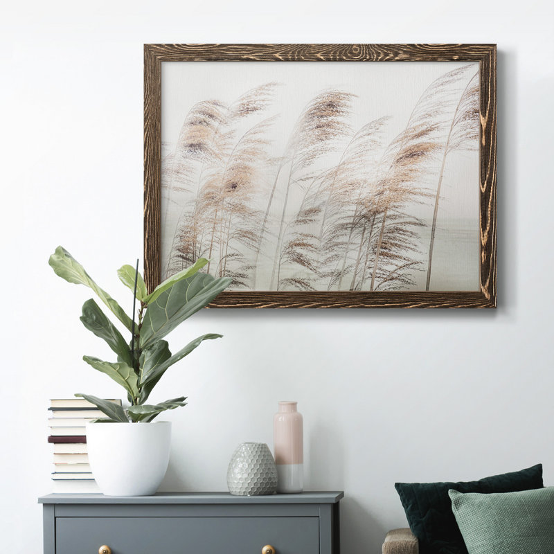 Delicate Pampas - reproduction d'art sur toile encadrée, H 31 po x l 44 po x P 1 po, Noyer