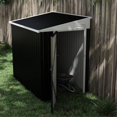 4' X 6' Metal Outdoor Shed In Dark Gray. Lockable To Theft And Damage. 2 Air Vents For Ventilation. Accommodates Mower, Motorcycle, Ladders, Bikes, Garden Tools. Built With Galvanized Steel. & Space.