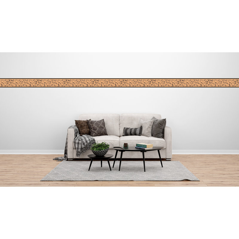 Bordure de papier peint à peler et coller Jendri X 7 po, auto-adhésif, Beige