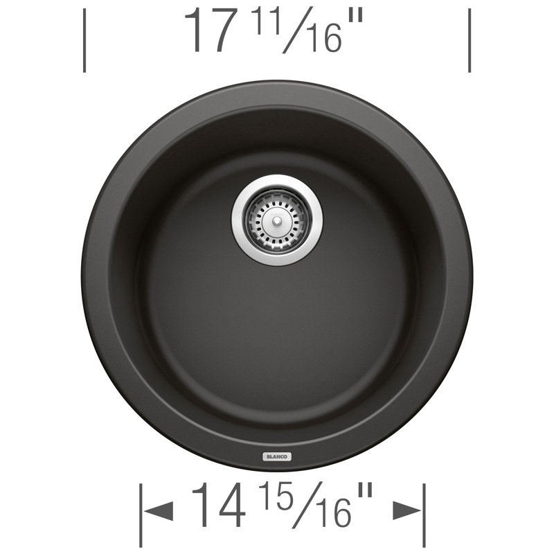 Rondo SILGRANIT 18" Dual Mount Bar Sink, Coal Black