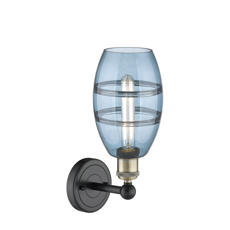 Bettylou Steel Armed Sconce, 10.38" H x 5.88" W x 7.44" D, Black Antique Brass, Princess Blue