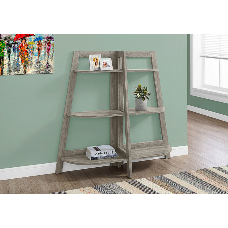 Modern Etagere Bookshelf, 3 Tier Bookcase, Taupe