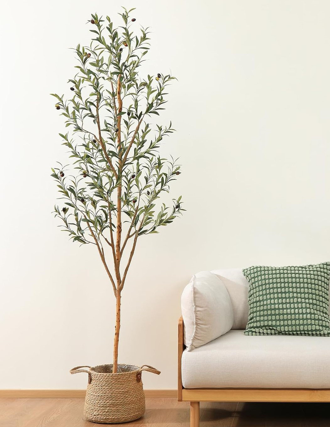 Primrue The Artificial Olive Tree 7FT Tall Faux Silk Plant with Natural ...