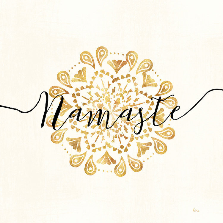 «Namaste I», art textuel sur toile tendue, H 12 po x l 12 po x P 0,75 po, Toile tendue, Pas de tapis