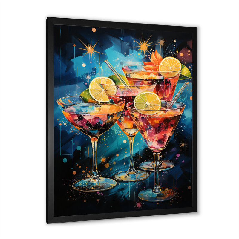 Dazire Cocktail Cocktail Confetti V sur toile, Cadre photo noir, H 40 po x l 30 po x P 1,5 po