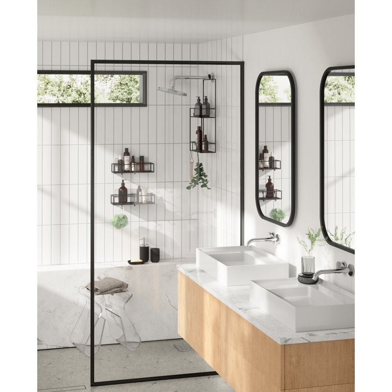 Black Iron Suction Mount Shower Caddy Set