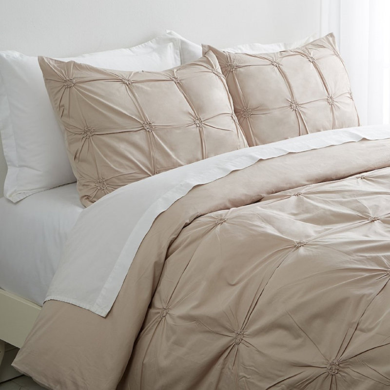 Basile Cotton Satin Duvet Cover, Full / Queen, Taupe