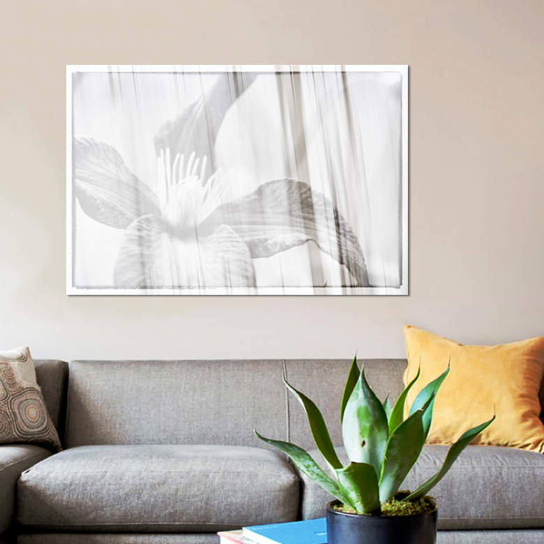 «Black and White Clematis» par Savanah Plank, impression sur toile, H 18 po x l 26 po x P 1,5 po, Pas de tapis