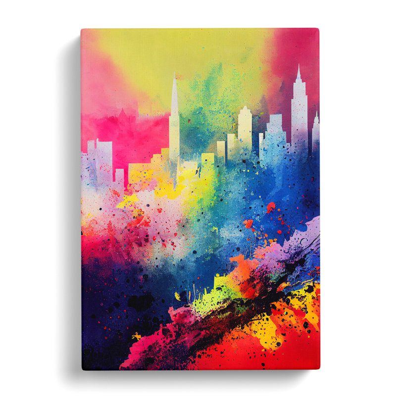 Splashed City Skyline No.2 Abstract - Wrapped Canvas, 50cm H x 35cm W x 3cm D