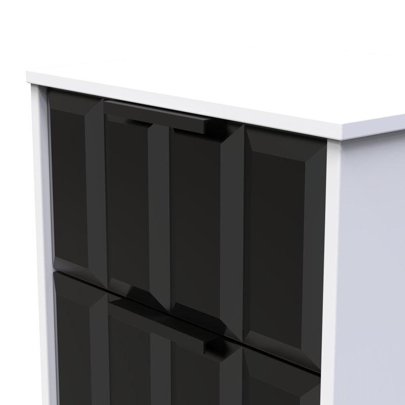 Doss 45cm W Manufactured Wood Bedside Table, Deep Black/White Matt