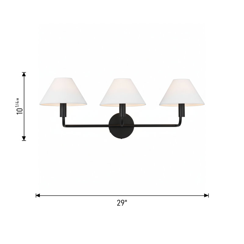 Sean Lavin Colfax Bathroom Bedroom Wall Fixture With White Linen Shade, 10.25" H x 29" W x 8.5" D, Aged Iron, 3 Lights