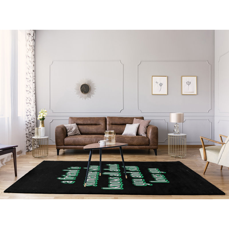 Tapis en polyester tableau noir style en polyester love & amitié quote, Rectangle 9 pi x 12 pi
