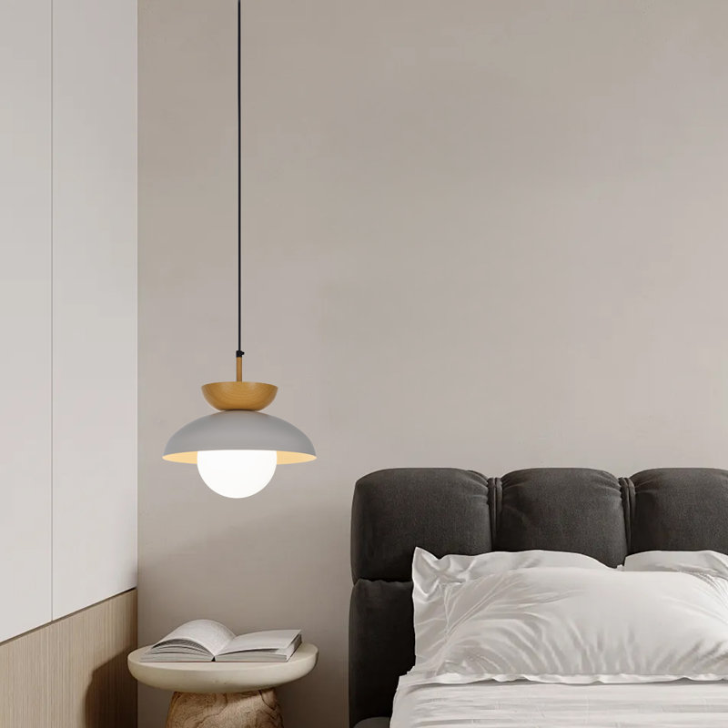 Luminaire suspendu noir à 1 lumière Makrina, Blanc