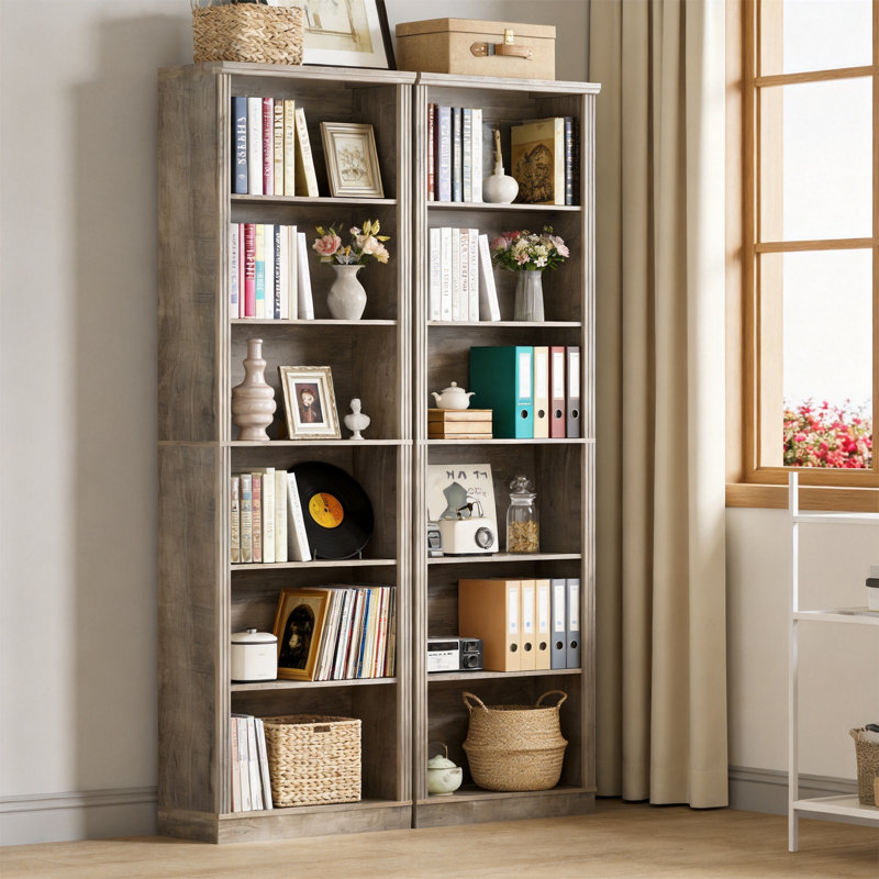 Bibliothèque de 75 po de hauteur, 6 niveaux, 2 tablettes réglables, rangement ouvert