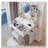 Round LED Mirror Vanity Table with Cushioned Stool, 2 AC+2 USB Sockets, Big Mirror, Touch Switch, 3 Light Colors, Adjustable Brightness-1911162066