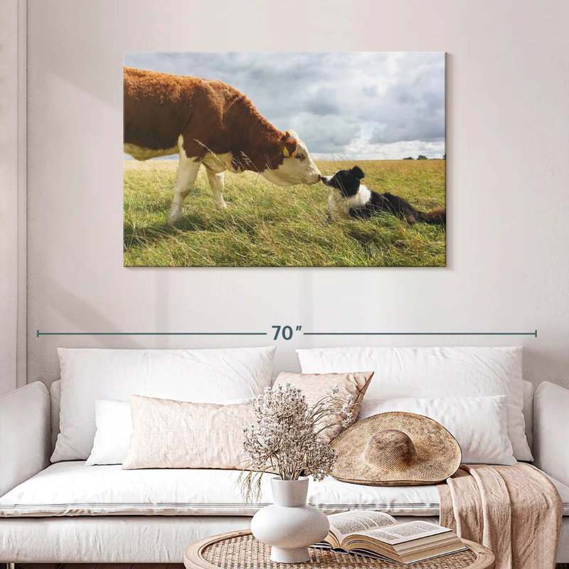 Brampt Border Collie And Cow, 30" H x 45" W