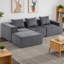 Canapé modulaire en L avec repose-pieds Corduroy Boneless-279914355
