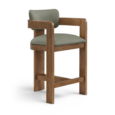 Sacha Olive Vegan Leather Upholstered Counter Stool