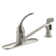 Coralais Three-Hole Kitchen Sink Faucet with 10" Spout, Matching Finish Sidespray and Loop Handle