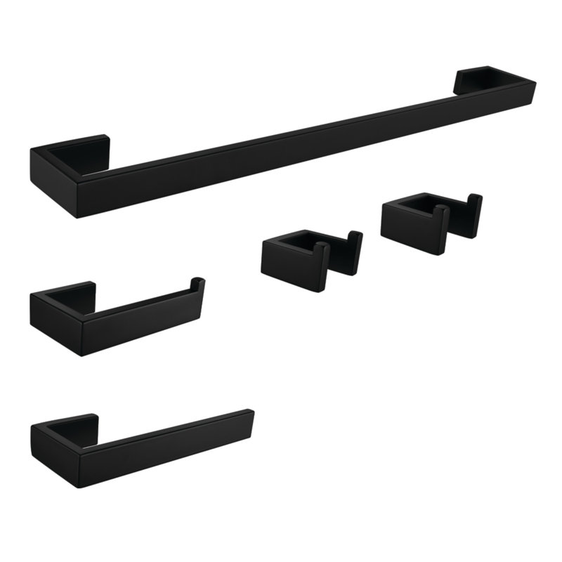 Kingston Brass BAHK6424778MB Lasdun 5-Piece Bathroom Accessory Set, Matte Black, Noir mat