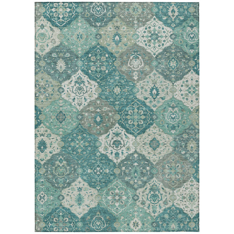 Machine Washable Indoor/Outdoor Matteson ACN2292 Panel Rug, Rectangle 10' x 14'