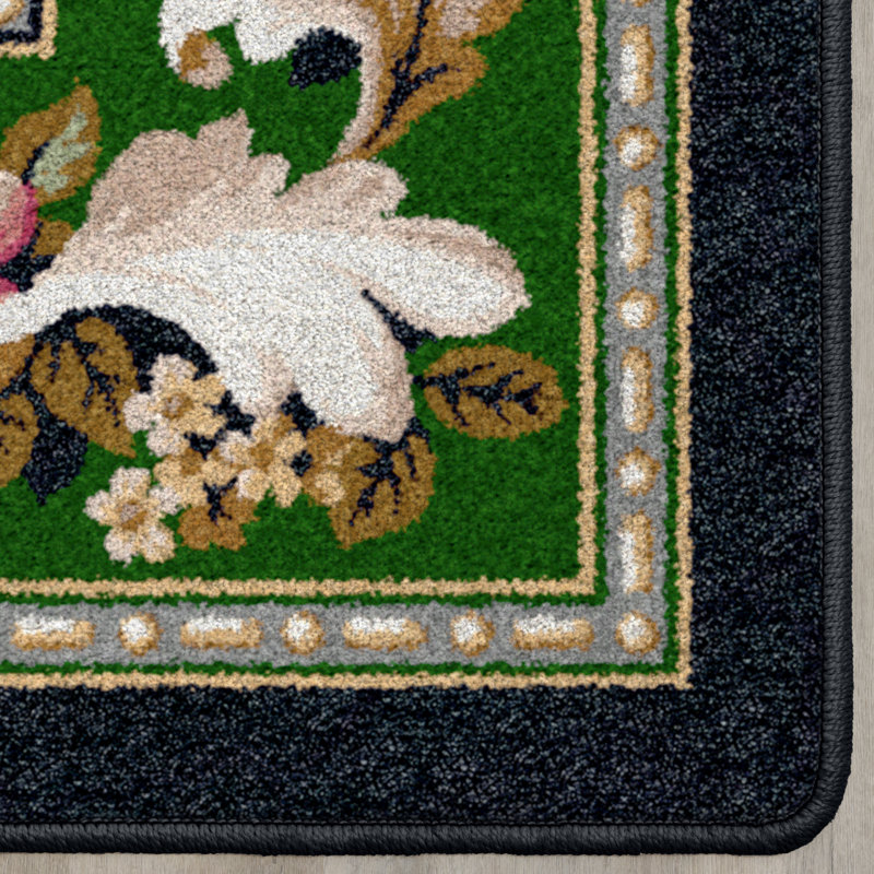 Tapis floral grenat touffeté Almine, Rectangle 5 pi 4 po x 7 pi 8 po