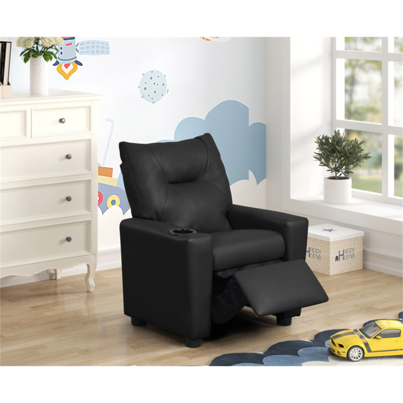 Fauteuil inclinable en cuir synthétique noir pour enfants Evelyne, Noir
