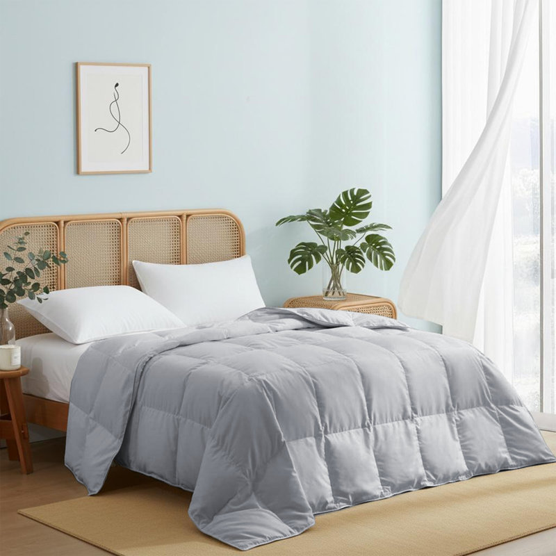 Édredon en duvet synthétique ultra doux et léger, Double/grand, Gris clair