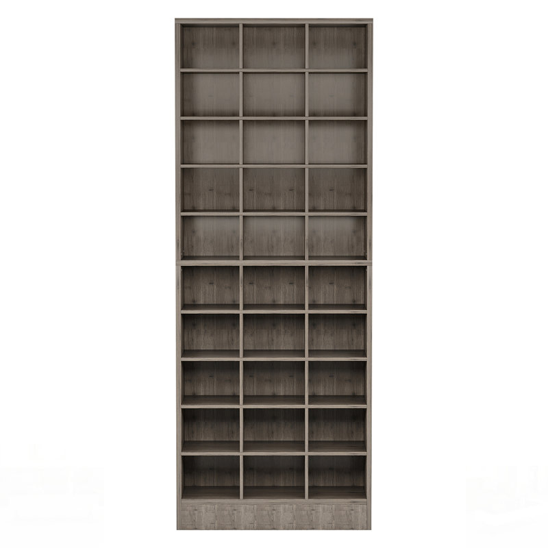 Wide 10-Tier Grey Wooden Shoe Storage Cabinet, Modern 30-Cubby Organizer For Efficient Space Management, Gray