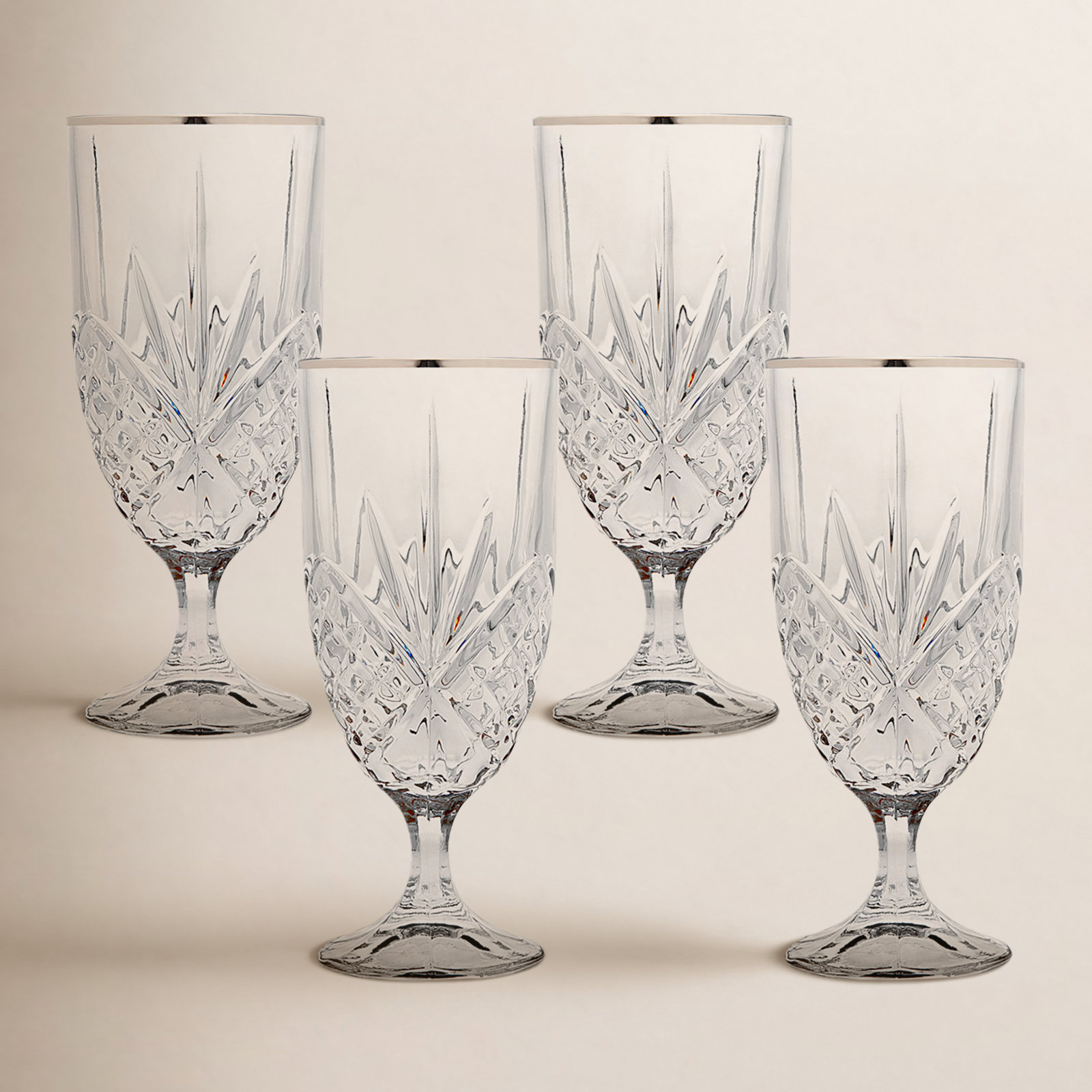 Dublin Crystal Platnium Rim Water Goblet 16oz, Platinum