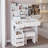 37-Inch Middle-Size Left Drawer Vanity Table with Cushioned Stool, Extra Large Right Sliding Mirror, Multi-Layer High Capacity Storage, Practical and Fashionable Dresser for Large Spaces-1196179564