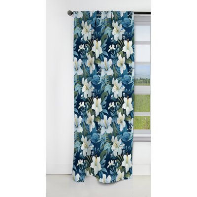 Motif tropical azur et vert auvent V - Rideau floral - Rideau occultant en velours - 1 panneaux