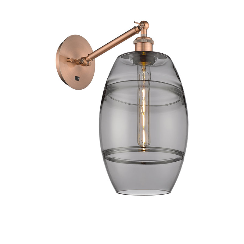 Dundrod Steel Armed Sconce, Light Smoke, Antique Copper