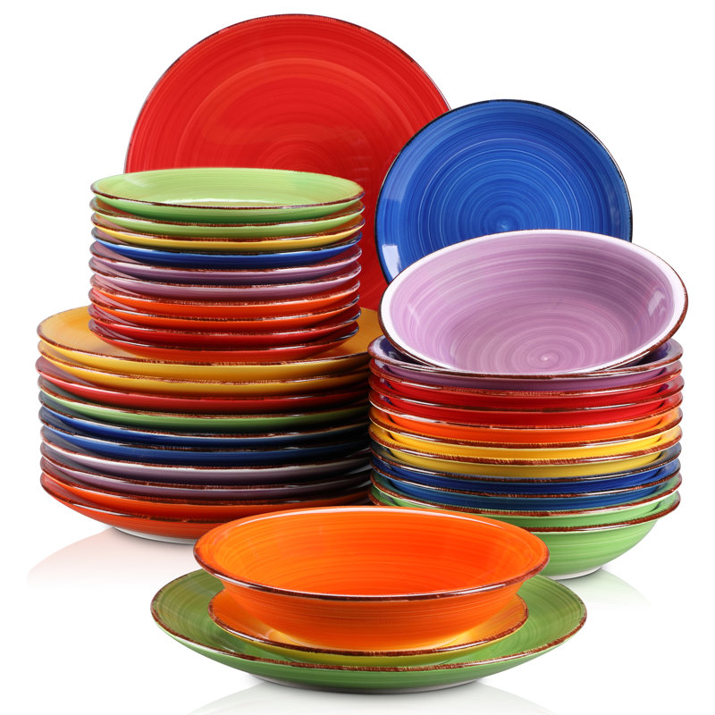 Sylvain 36 Piece Stoneware Dinnerware Set - Service for 12, Assorted Colours