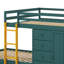 Lit superposé double avec tiroirs de rangement et garde-robe, structure de lit superposé en bois avec échelle-123652889