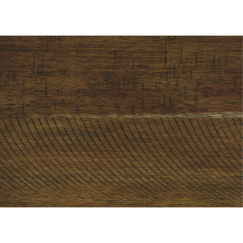 Banc en bois à finition brune avec siège beige de style transitionnel pour salle à manger, structure de 48,5 po de profondeur et assise rembourrée de 17 po de largeur