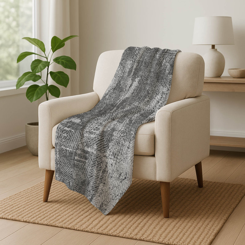 Jeté géométrique Addison Sherpa ASB912, Gris