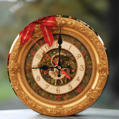 Horloge-Avec-Hiver-Village-Scène